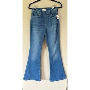 Free People We The Free CRVY Infinite Stretch Pull On Flare Jeans Mid Indigo M